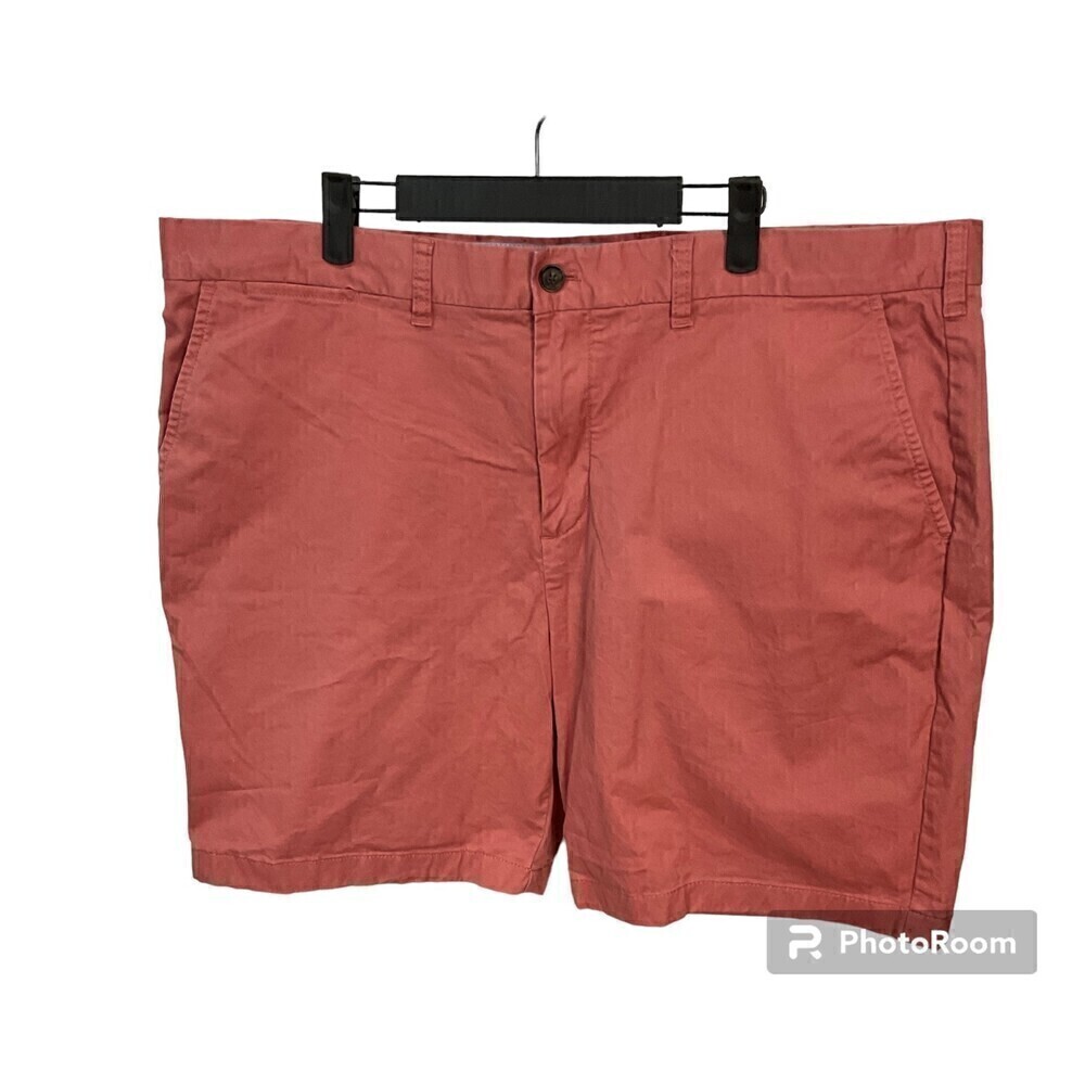 Tommy Hilfiger Men Khaki Red Chino Shorts Size 42 Pocket Stretch Comfort N1